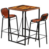 vidaXL Ensemble de bar 3 pcs Bois massif recyclé et cuir de chèvre (plusieurs options disponibles)