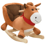 vidaXL Cheval à bascule avec dossier Peluche 60x32x50 cm Marron (plusieurs options disponibles)
