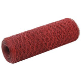 vidaXL Grillage Acier avec revêtement en PVC 25x0,5 m Rouge