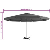 vidaXL Parasol blanc aluminium 500 cm