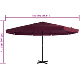 vidaXL Parasol blanc aluminium 500 cm