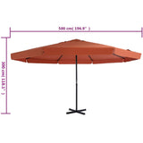vidaXL Parasol blanc aluminium 500 cm