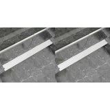 vidaXL Drain de douche linéaire 2 pcs 930 x 140 mm Acier inoxydable
