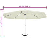 vidaXL Parasol blanc aluminium 500 cm