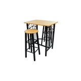 vidaXL Ensemble de bar 3 pcs Bois et acier Noir