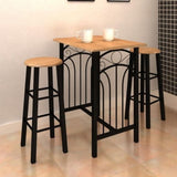 vidaXL Ensemble de bar 3 pcs Bois et acier Noir