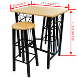 vidaXL Ensemble de bar 3 pcs Bois et acier Noir
