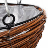 Lot de 4 Paniers Supsendus en Saule avec Fonds et Chaine Pendante 