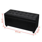vidaXL Pouf de rangement 87,5 cm Rouge bordeaux Similicuir