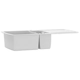 vidaXL Évier de cuisine Granit Double lavabo Blanc