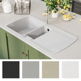 vidaXL Évier de cuisine Granit Double lavabo Blanc