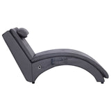 vidaXL Chaise longue de massage avec oreiller Gris Similicuir