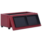 vidaXL Pouf de rangement 87,5 cm Rouge bordeaux Similicuir