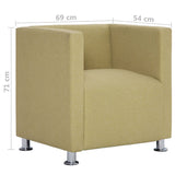 vidaXL Fauteuil cube Vert Tissu