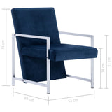 vidaXL Fauteuil avec pieds chromés Noir Velours