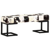 vidaXL Banc 110 cm Noir Patchwork Cuir véritable de chèvre