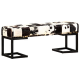 vidaXL Banc 110 cm Noir Patchwork Cuir véritable de chèvre