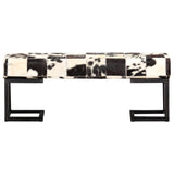 vidaXL Banc 110 cm Noir Patchwork Cuir véritable de chèvre