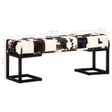 vidaXL Banc 110 cm Noir Patchwork Cuir véritable de chèvre