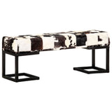 vidaXL Banc 110 cm Noir Patchwork Cuir véritable de chèvre
