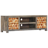 vidaXL Meuble TV Gris 120 x 30 x 40 cm Bois massif de manguier