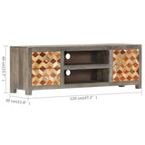 vidaXL Meuble TV Gris 120 x 30 x 40 cm Bois massif de manguier