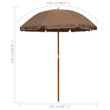 vidaXL Parasol avec mât en acier 180 cm Taupe