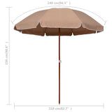 vidaXL Parasol avec mât en acier 180 cm Taupe