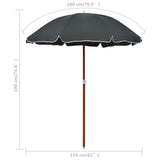 vidaXL Parasol avec mât en acier 180 cm Taupe