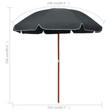 vidaXL Parasol avec mât en acier 180 cm Taupe