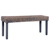 vidaXL Banc 110 cm Noir Rotin naturel kubu et bois de manguier massif
