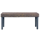 vidaXL Banc 110 cm Noir Rotin naturel kubu et bois de manguier massif