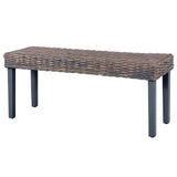 vidaXL Banc 110 cm Noir Rotin naturel kubu et bois de manguier massif