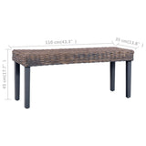 vidaXL Banc 110 cm Noir Rotin naturel kubu et bois de manguier massif