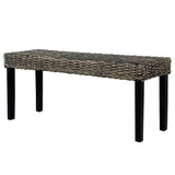 vidaXL Banc 110 cm Noir Rotin naturel kubu et bois de manguier massif