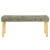 vidaXL Banc 110 cm Noir Rotin naturel kubu et bois de manguier massif