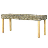 vidaXL Banc 110 cm Noir Rotin naturel kubu et bois de manguier massif
