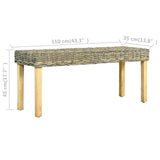 vidaXL Banc 110 cm Noir Rotin naturel kubu et bois de manguier massif