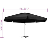 vidaXL Parasol blanc aluminium 500 cm
