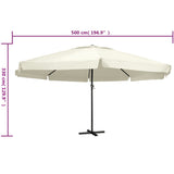 vidaXL Parasol blanc aluminium 500 cm