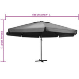 vidaXL Parasol blanc aluminium 500 cm