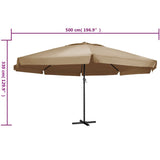 vidaXL Parasol blanc aluminium 500 cm