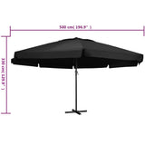 vidaXL Parasol blanc aluminium 500 cm