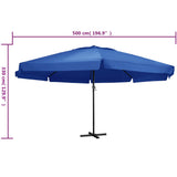 vidaXL Parasol blanc aluminium 500 cm