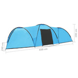 vidaXL Tente igloo de camping 650x240x190 cm 8 personnes Bleu