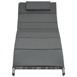 vidaXL Chaise longue pliable avec coussin Résine tressée Gris