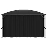 vidaXL Tonnelle avec rideaux 400x300x265 cm Anthracite