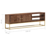 vidaXL Meuble TV 138x30x46 cm Bois massif de manguier