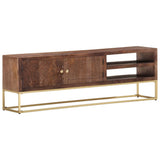 vidaXL Meuble TV 138x30x46 cm Bois massif de manguier