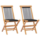 vidaXL Chaises pliables de jardin 2 pcs Bois de teck solide et corde